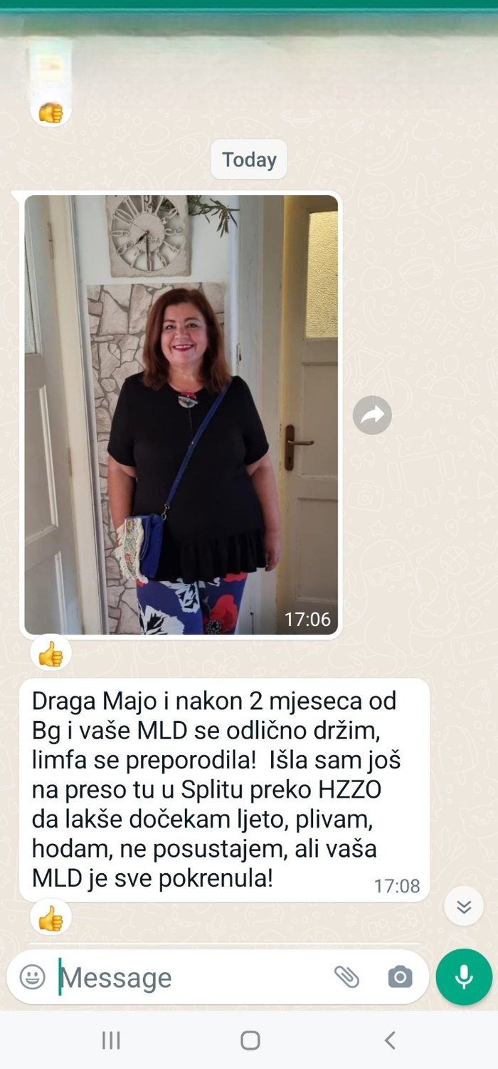 WhatsApp poruka pacijentkinje